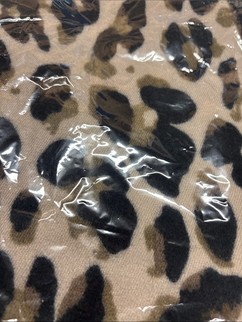 Leopard Print Beige and Black Fringe scarf - Picture 4 of 5